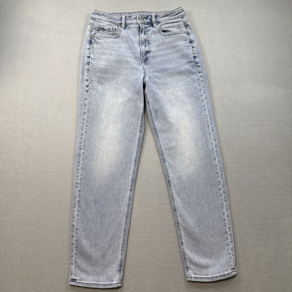 American Eagle Mom Straight Jean Size 4 Regular Light Wash Stretch AEO